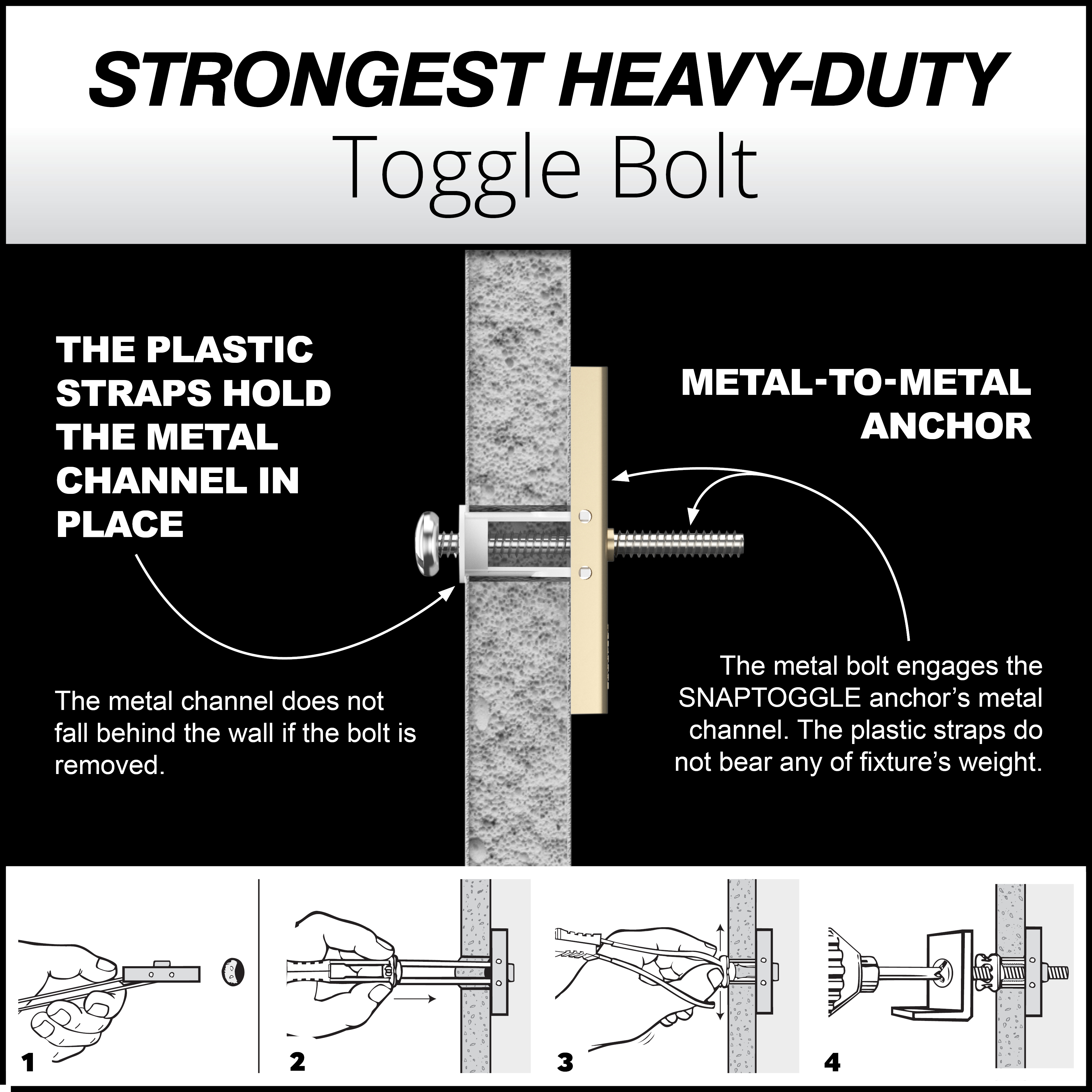 BB 100 Pcs 1/4-20 Toggler SNAPTOGGLE Heavy Duty Toggle Bolt Zinc with 1/4-20 x 2 1/2 Flat Head Machine Screws Zinc 
